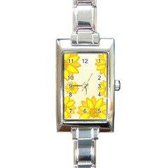 Sunflowers Flower Floral Yellow Rectangle Italian Charm Watch by Mariart