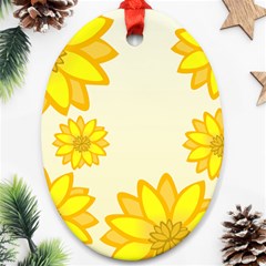 Sunflowers Flower Floral Yellow Ornament (oval) by Mariart