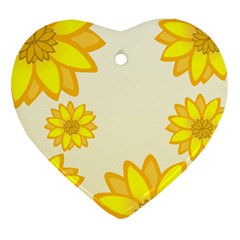 Sunflowers Flower Floral Yellow Ornament (heart) by Mariart