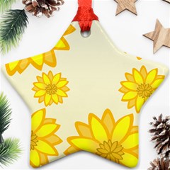 Sunflowers Flower Floral Yellow Ornament (star) by Mariart