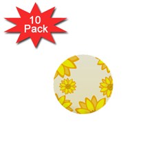 Sunflowers Flower Floral Yellow 1  Mini Buttons (10 Pack)  by Mariart