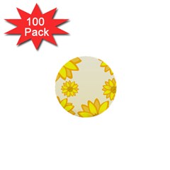 Sunflowers Flower Floral Yellow 1  Mini Buttons (100 Pack)  by Mariart