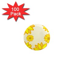 Sunflowers Flower Floral Yellow 1  Mini Magnets (100 Pack)  by Mariart