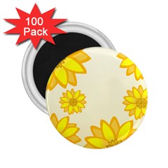 Sunflowers Flower Floral Yellow 2 25  Magnets (100 Pack)  by Mariart