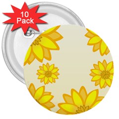 Sunflowers Flower Floral Yellow 3  Buttons (10 Pack)  by Mariart