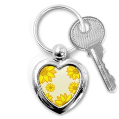 Sunflowers Flower Floral Yellow Key Chains (heart) 