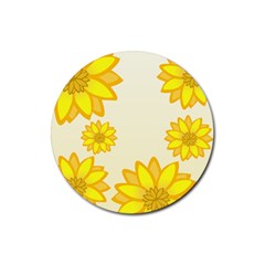 Sunflowers Flower Floral Yellow Rubber Round Coaster (4 Pack)  by Mariart