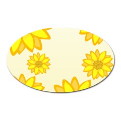 Sunflowers Flower Floral Yellow Oval Magnet by Mariart