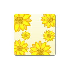 Sunflowers Flower Floral Yellow Square Magnet by Mariart