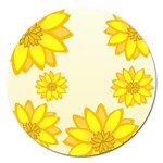 Sunflowers Flower Floral Yellow Magnet 5  (Round) Front