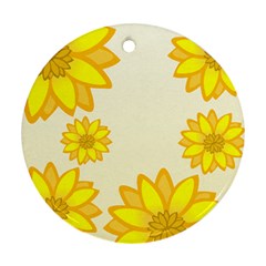 Sunflowers Flower Floral Yellow Round Ornament (two Sides) by Mariart