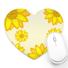 Sunflowers Flower Floral Yellow Heart Mousepads by Mariart