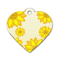 Sunflowers Flower Floral Yellow Dog Tag Heart (two Sides) by Mariart