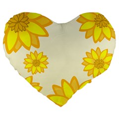 Sunflowers Flower Floral Yellow Large 19  Premium Heart Shape Cushions by Mariart