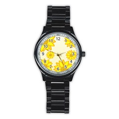 Sunflowers Flower Floral Yellow Stainless Steel Round Watch by Mariart