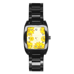 Sunflowers Flower Floral Yellow Stainless Steel Barrel Watch by Mariart