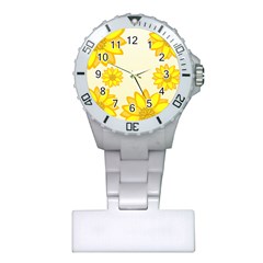 Sunflowers Flower Floral Yellow Plastic Nurses Watch by Mariart