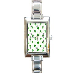 Leaf Green White Rectangle Italian Charm Watch by Mariart