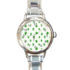 Leaf Green White Round Italian Charm Watch