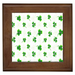 Leaf Green White Framed Tiles by Mariart