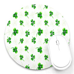 Leaf Green White Round Mousepads by Mariart