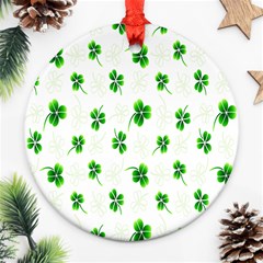 Leaf Green White Ornament (round) by Mariart