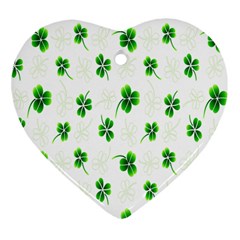 Leaf Green White Ornament (heart) by Mariart