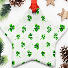 Leaf Green White Ornament (star) by Mariart