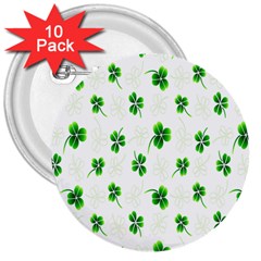 Leaf Green White 3  Buttons (10 Pack)  by Mariart