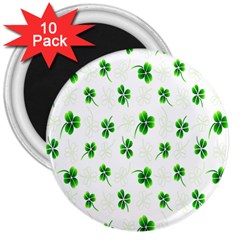 Leaf Green White 3  Magnets (10 Pack)  by Mariart