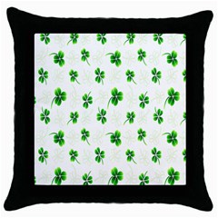 Leaf Green White Throw Pillow Case (black)