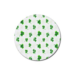 Leaf Green White Rubber Coaster (round)  by Mariart