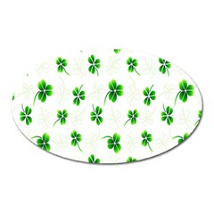 Leaf Green White Oval Magnet by Mariart