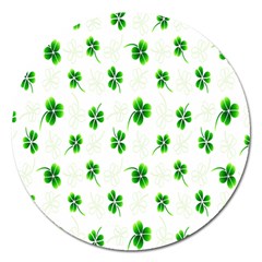 Leaf Green White Magnet 5  (round)