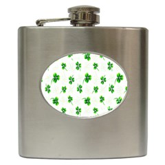 Leaf Green White Hip Flask (6 Oz) by Mariart