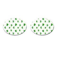 Leaf Green White Cufflinks (oval) by Mariart