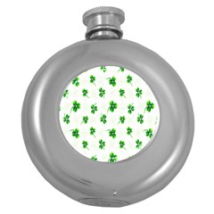 Leaf Green White Round Hip Flask (5 Oz) by Mariart