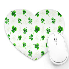 Leaf Green White Heart Mousepads by Mariart