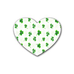 Leaf Green White Rubber Coaster (heart)  by Mariart