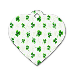 Leaf Green White Dog Tag Heart (two Sides) by Mariart