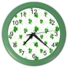 Leaf Green White Color Wall Clocks by Mariart