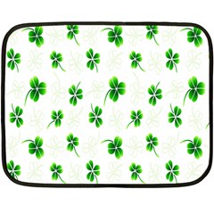 Leaf Green White Fleece Blanket (mini) by Mariart