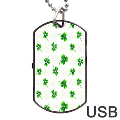 Leaf Green White Dog Tag Usb Flash (one Side) by Mariart