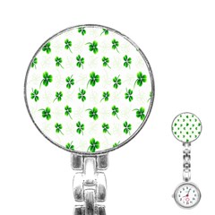 Leaf Green White Stainless Steel Nurses Watch by Mariart