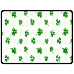 Leaf Green White Double Sided Fleece Blanket (large)  by Mariart