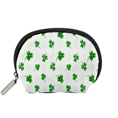 Leaf Green White Accessory Pouches (small)  by Mariart