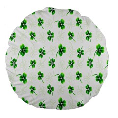 Leaf Green White Large 18  Premium Flano Round Cushions by Mariart