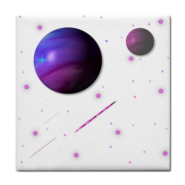 Space Transparent Purple Moon Star Tile Coasters