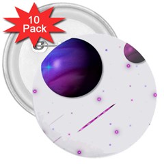 Space Transparent Purple Moon Star 3  Buttons (10 Pack)  by Mariart