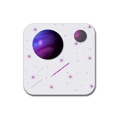 Space Transparent Purple Moon Star Rubber Coaster (square)  by Mariart